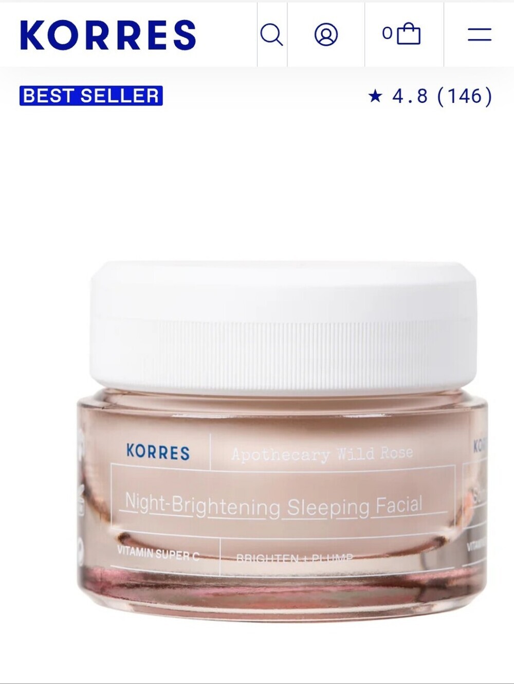 KORRES Apothecary Wild Rose Night Brightening Sleeping Facial Moisturizer NEW